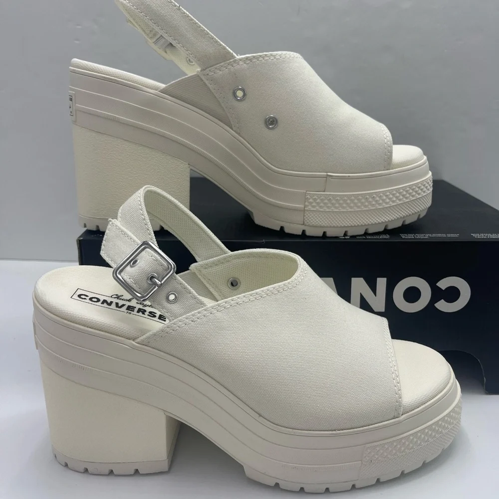 Converse CHUCK 70 DE LUXE HEEL MULE SLI EGRET/EGRET/EGRET Platform Heels A13796F